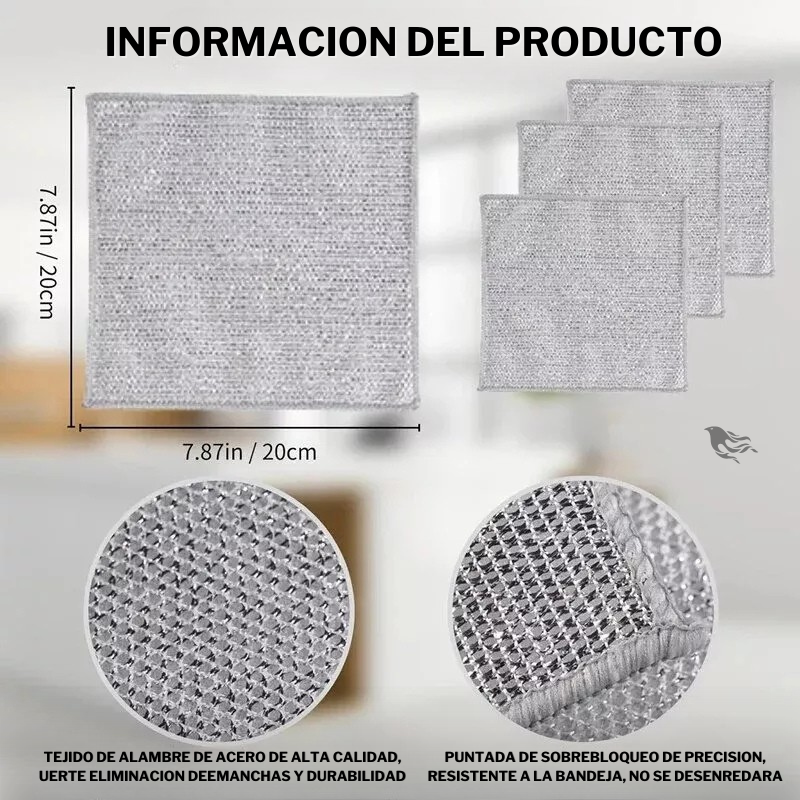 PAÑOS DE LIMPIEZA MULTIUSO DE MALLA METALICA