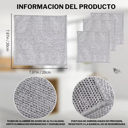 PAÑOS DE LIMPIEZA MULTIUSO DE MALLA METALICA