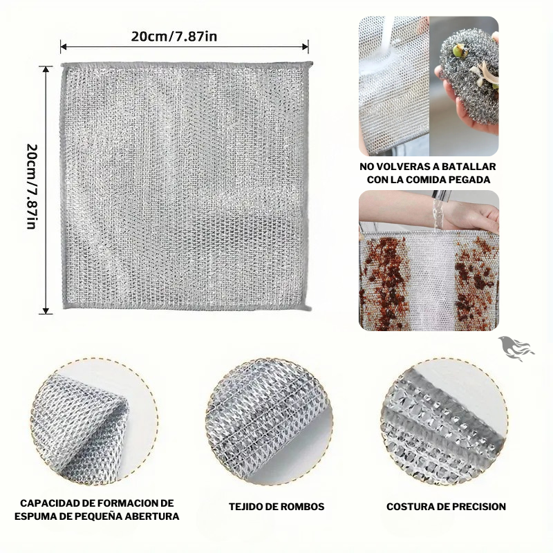PAÑOS DE LIMPIEZA MULTIUSO DE MALLA METALICA